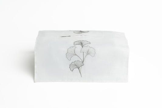 Tissue cover gold embroidered ginkgo flower